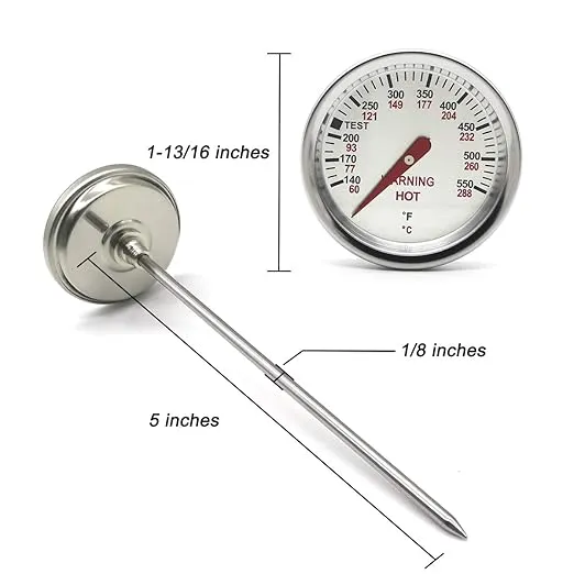 9815 & 62538 Accurate Grill Thermometer Replacement for Weber Genesis Silver B/C, Genesis Gold B/C, Genesis 1000-5500 Series, Temperature Gauge with a 5” Prong, Thermostat for Weber Gas Grill