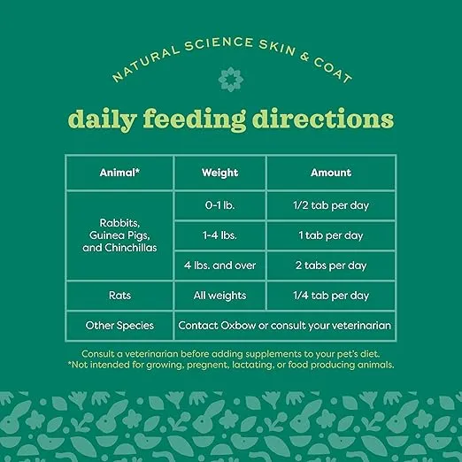 Oxbow Natural Science Skin & Coat Supplement - High Fiber, Palm Oil, Omega 3 and 6 Fatty Acids for Small Animals, 4.2 oz.
