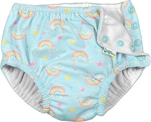 i Play Girls Reusable Absorbent Baby Swim Diapers Aqua Rainbows 18 Months