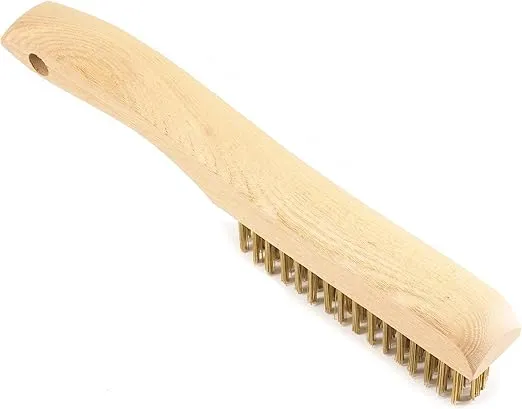 Forney 70519 Wire Scratch Brush, Brass with Wood Shoe Handle, 10-1/4-Inch-by-.012-Inch