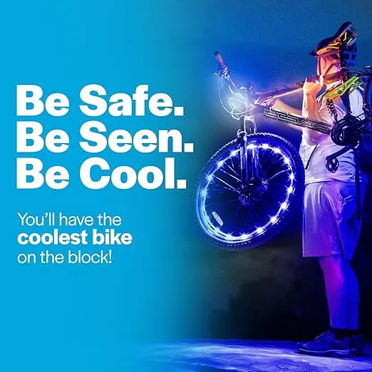 Brightz WheelBrightz LED Bike Wheel Lights - 2024 Edition with Superior Straps & LED-Weatherproof Shield! 14 Colors - Unmatched Durability, Visibility & 48+ Hours of Dazzling Illumination