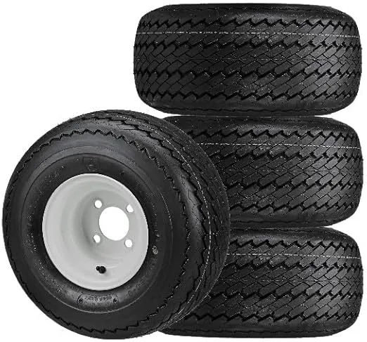 RM Cart Four Golf Cart Tires & Rims 18 X 8.5 X 8 18-850-8 18X8.50-8 White 4 Lug Hole