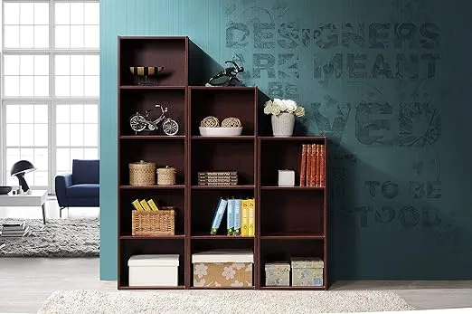Hodedah 4-Shelf Bookcase in Mahogany