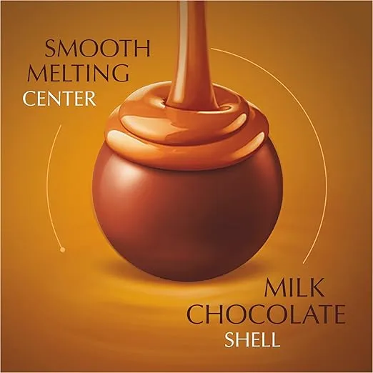 Lindt LINDOR Caramel Milk Chocolate Candy Truffles, Milk Chocolate Candy with Smooth, Melting Truffle Center, 25.4 oz., 60 Count