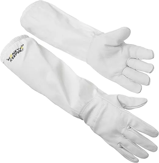 Honey Keeper Beekeeping Gloves, Small - Goatskin Leather with Canvas Sleeve and Elastic Cuff