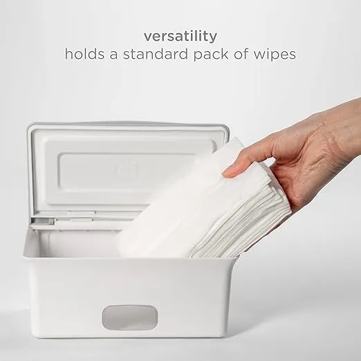Ubbi Baby Wipes Dispenser with Weighted Plate and Secure Seal, Nursery and Baby Registry Essential to Keep Wipes Fresh, Taupe