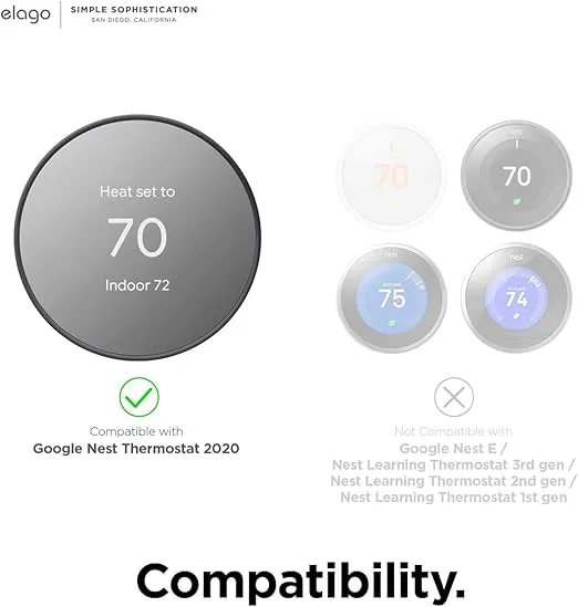 elago Satellite Wall Plate Cover Plus Compatible with Google Nest Thermostat 2020 [Charcoal Grey] - Durable Material, Easy Installation, Concave and Complementary Design