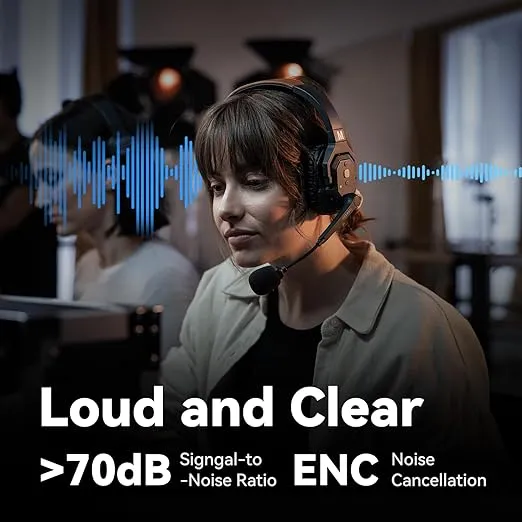 Hollyland Solidcom SE Full Duplex 5-Users ENC Noise Cancellation Wireless Intercom Headset System 1100ft Team Communication with PTT Mute Single Ear Headset for TV Film Production (2.4GHz Version)