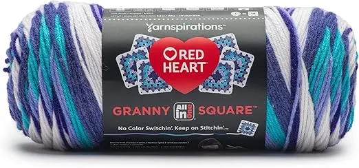 Red Heart All in One Granny Square-Soft White - Amethyst