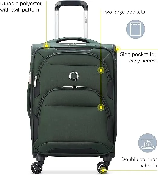 DELSEY PARIS Sky Max 2.0 Softside Expandable Luggage with Spinner Wheels, Black, 2-Piece Set (21/Duffle)
