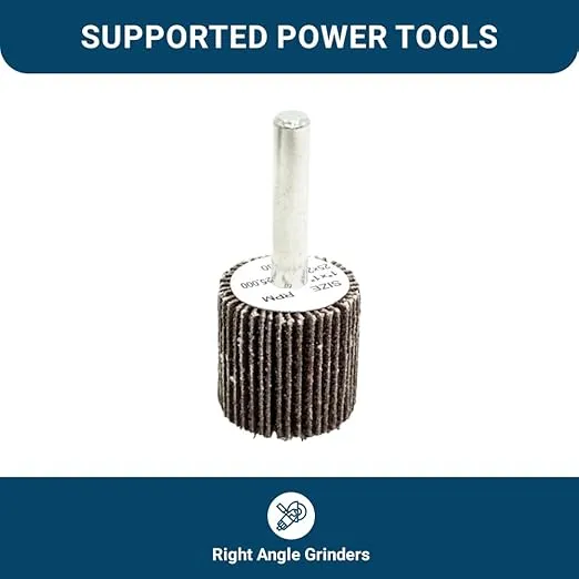 Benchmark Abrasives 1" x 1" x 1/4" Shank Mounted Resin Bond Aluminum Oxide Flap Wheels 80 Grit - 10 Pack