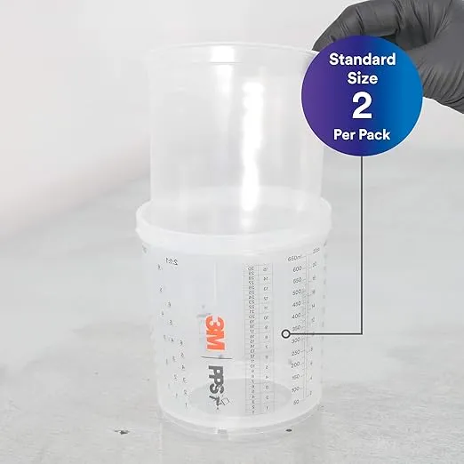 3M PPS 2.0 Spray Gun Cups, 26001, Standard, 22 Ounces, Use with Paint Gun and PPS 2.0 Lids and Liners to Paint Cars, Furniture, House and More, 2 Pack