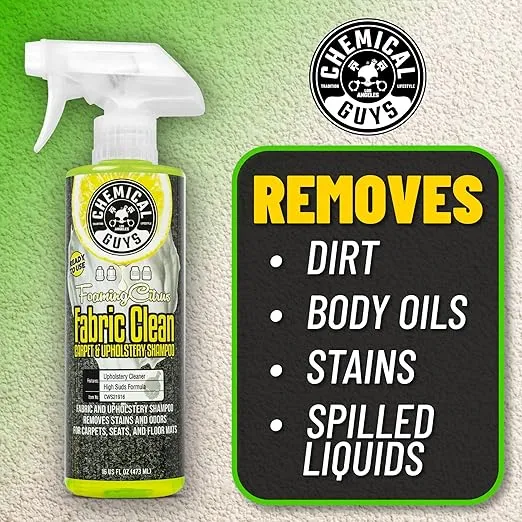 Chemical Guys CWS21916 Foaming Citrus Fabric Clean Carpet & Upholstery Cleaner, Ready To Use, Sprayable (For Carpets, Seats & Floor Mats), Safe for Cars, Home, Office, & More, 16 fl oz, Citrus Scent