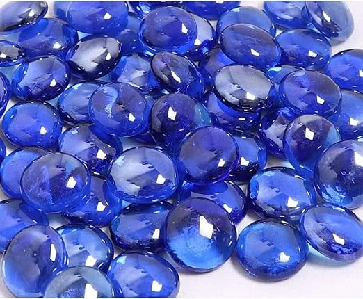 KIBOW 10-Pound Pack Fire Glass Beads Fire Glass Drops for Gas Fire Pit, 3/4 Inch-Cobalt Blue