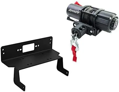 SuperATV Black Ops 3500 LB Winch with Winch Mounting Plate for Polaris Ranger Midsize 400/500 / Crew / 570/800 (See Fitment) | Powder-Coating Prevents Corrosion | Complete Kit Ready for Install!