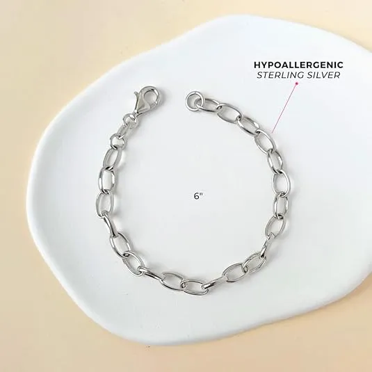 925 Sterling Silver Classic Link Chain Charm Bracelet for Little Girls & Preteen - Plain Bracelets for Young Girls to Allow them to Add Charms - Fabulous Jewelry for Children