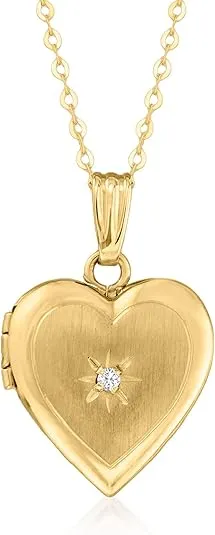 Canaria Diamond-Accented Heart Locket Necklace in 10kt Yellow Gold