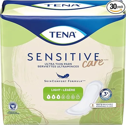 TENA Intimates Ultra Thin Light Bladder Leakage Pad for Women, Light Absorbency, Regular Length, 30 count