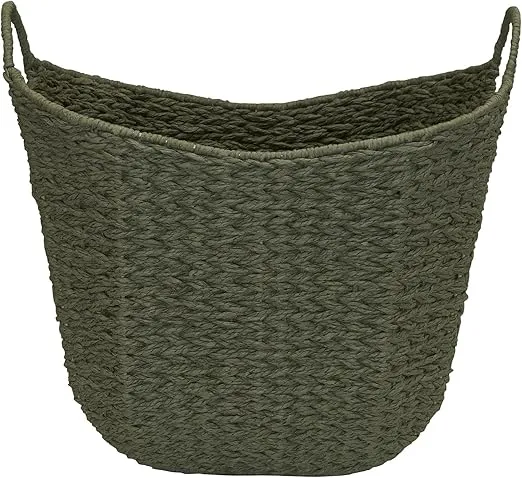 Household Essentials Natural Woven Wicker Storage Basket with Handles