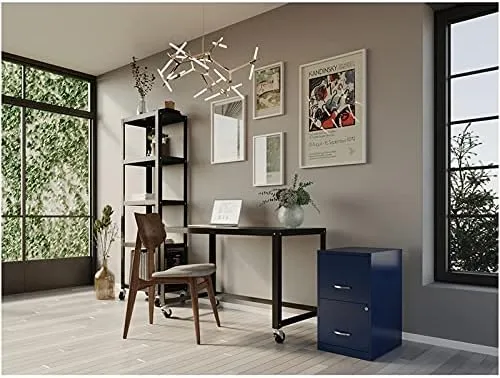 18in 2 Drawer Metal File Cabinet Navy, Letter Size, Fully Assembled