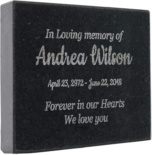 Easy Design - In Loving Memory - Black Granite Memorial or Sympathy Gift. Add your Personalized Text and Dates. Offered in a Variety of Sizes to Meet your Needs and Budget (3.5 x 5")