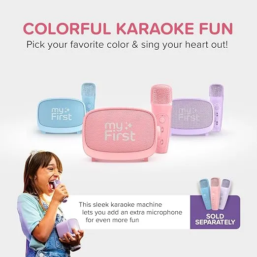myFirst Voice 2 - Kids Mini Karaoke Machine with Wireless Microphone and Ai Voice Changer for Kids, Portable Bluetooth Speaker, Christmas Toys Gifts for Girls and Boy 3-12 Years Old (Pink)
