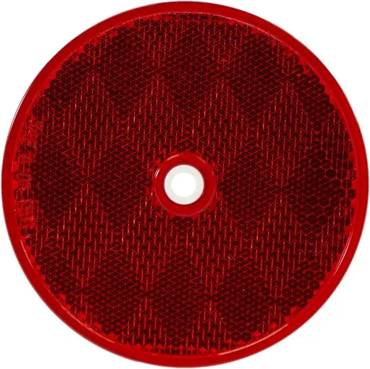 Buyers Products 5623316 3.1875 Inch Red Round DOT Bolt-On Reflector, Center Mounting Hole, Truck And Trailer Reflector, Safety Reflector
