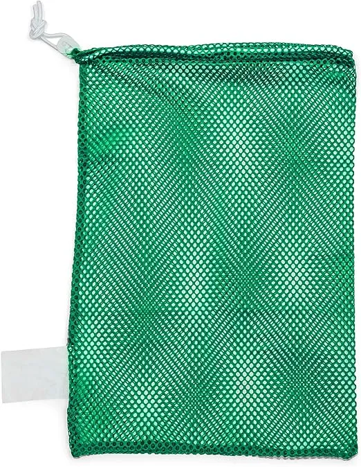 Champion Sports Mesh Sports Equipment Bag, Black, 12x18 Inches - Multipurpose, Nylon Drawstring Bag with Lock and ID Tag for Balls, Beach, Laundry