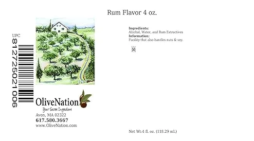 Rum Flavor - Caribbean Flavoring from Premium Rum Extractives for Baking and Cooking - Non-GMO - Gluten Free - Kosher - Vegan - 4 ounces
