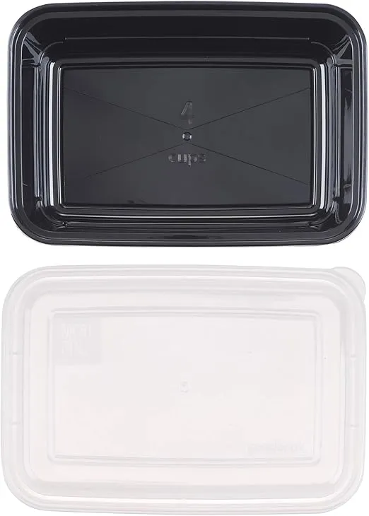 GoodCook Meal Prep Containers, Single Compartment 10-Pack, BPA-Free Reusable Food Storage, Black, Microwave & Freezer Safe, Stackable Meal Prep Containers for Lunches and Snacks