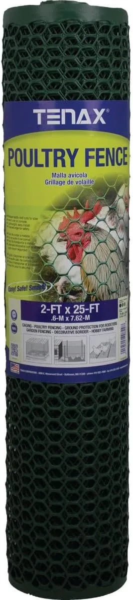 Tenax 72120942 Plastic Poultry Fence, Green