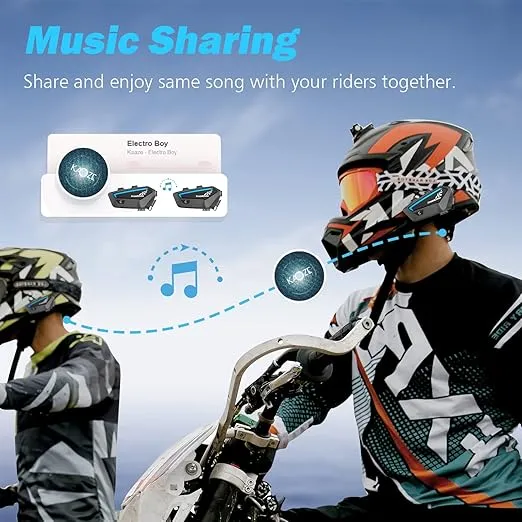 FreedConn Helmet Bluetooth Headset, FX 2-10 Riders Intercom Motorbike Helmet Communication System Motorcycle Bluetooth Universal Pairing IP67 Waterproof/Stereo Music/Handsfree/GPS/2 Mic/Black