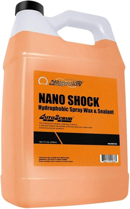 Nanoskin NANO SHOCK Hydrophobic Spray Wax & Sealant 1 Gallon - The Original SiO2 Spray and Clay Lubricant | Use with Autoscrub / Clay Bar after Car Wash | For Automotive, Home, Garage, DIY & More