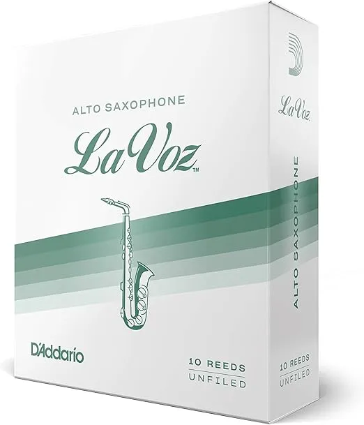 D'Addario La Voz Alto Sax Reeds - Alto Saxophone Reeds - RJC10MD - Unfiled Cut - Medium - 10-Pack