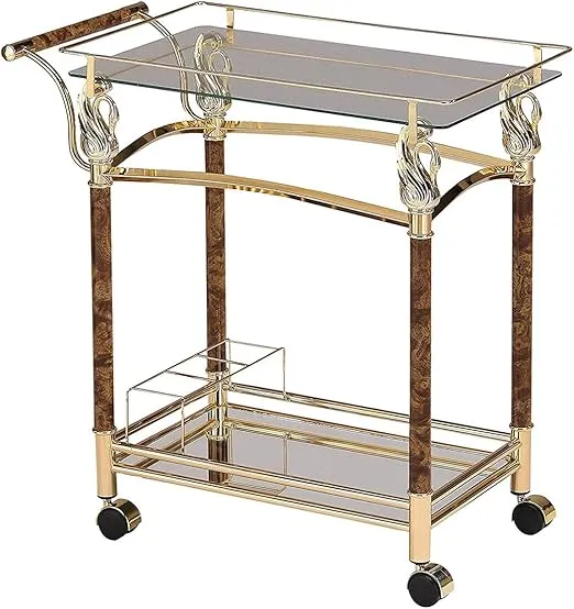 Acme Helmut Serving Cart in Gold Plated and Clear Glass