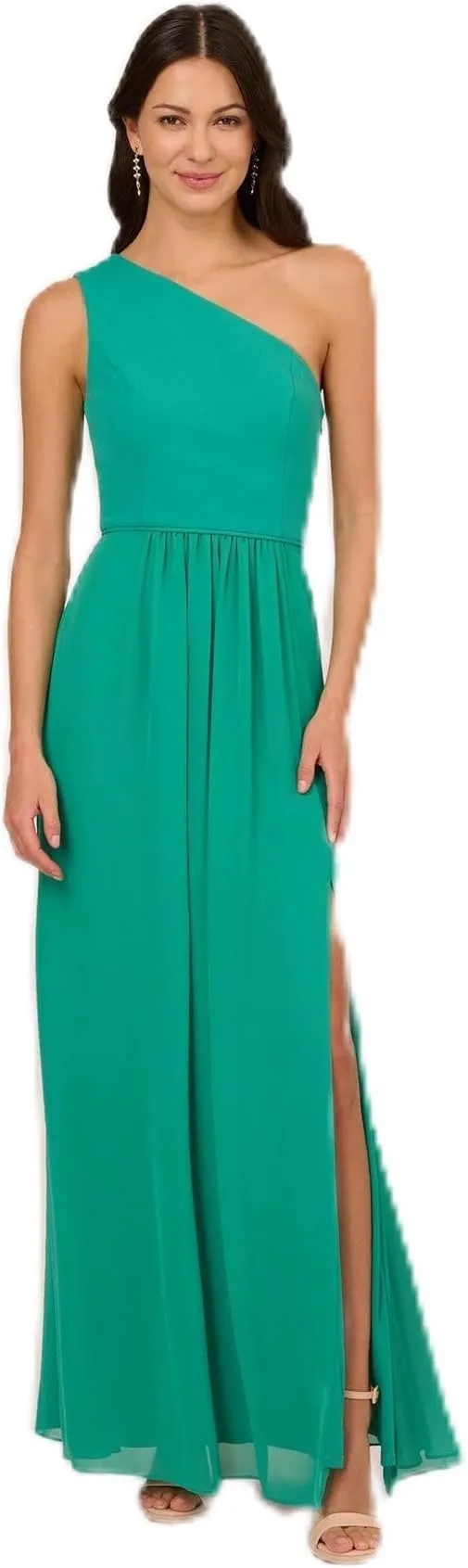 Adrianna Papell Women's One Shoulder Chiffon Gown