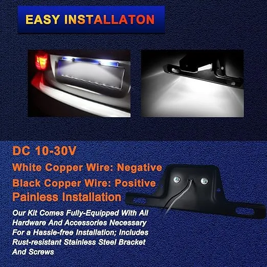 LED License Plate Light, Black Trailer Lamps Bracket Mount, Waterproof, License Tag Lights for UTV ATV Trailer Truck Boat, DOT Certified