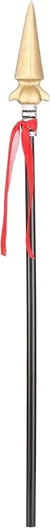 Deluxe Spartan Spear Costume Accessory Robust Foam Shaft, 40" Long, Foam Spearhead, Red Fabric Accent, Ancient Rome Warrior Theme