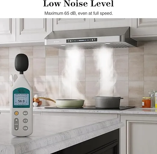 IKTCH 30 Inch Under Cabinet Range Hood, 900 CFM with 4-Speed Gesture Sensing & Touch Control, Stainless Steel Range Hood