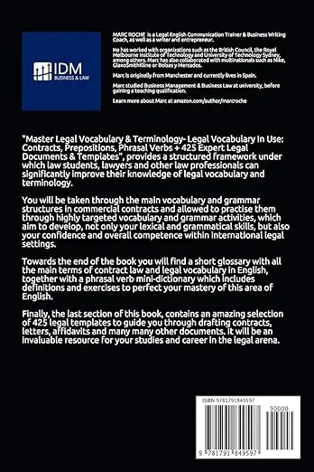 Master Legal Vocabulary & Terminology- Legal Vocabulary In Use: Contracts, Prepositions, Phrasal Verbs + 425 Expert Legal Documents & Templates in ... Legal Writing, Vocabulary & Terminology)
