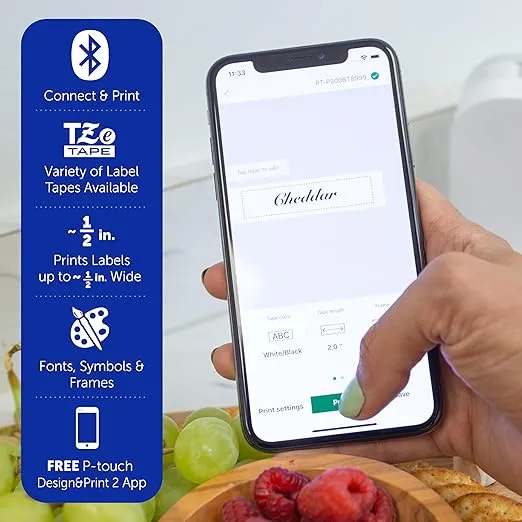 Brother P-Touch Cube Label Maker, Thermal, Inkless Printer for Home & Office, Portable Lightweight, Smartphone Bluetooth Wireless Compatible, Multiple Templates for iPhone & Android, PTP300BTBU, Blue