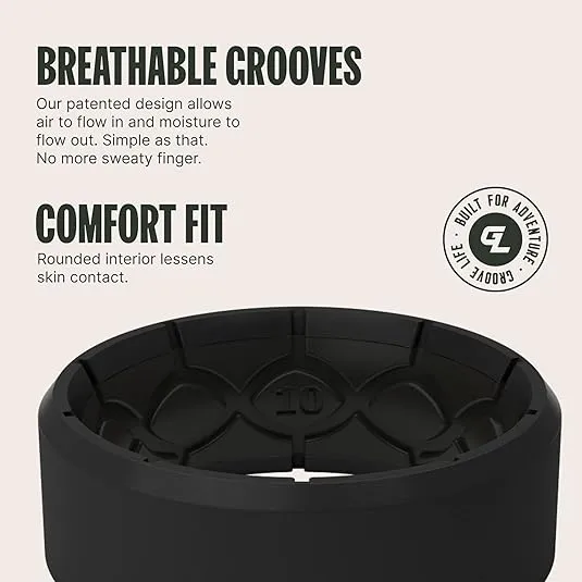 Groove Life Zeus Silicone Ring - Breathable Rubber Wedding Rings for Men, Lifetime Coverage, Unique Design, Comfort Fit Ring