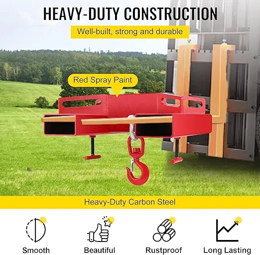 VEVOR Forklift Lifting Hook, 6600lbs Forklift Lifting Hoist, Forklift Mobile Crane with Swivel Hook and Two Large T-Screws, Fork Lifting Attachment