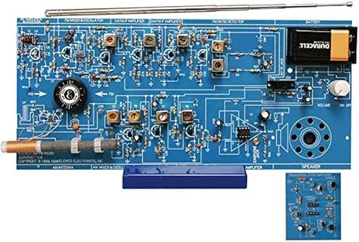 Elenco AM/FM Radio Kit |Switch Between ICs & Transistors | Solder | Great STEM Project | Superheterodyne Designed to AM and FM Broadcasts | SOLDERING REQUIRED