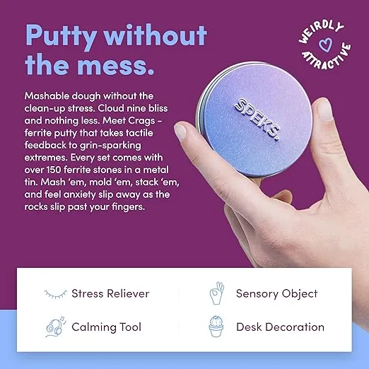 Speks Crags Ferrite Putty, 150+ Ferrite Stones in a Tin, Fidget Toy for Adults & Teens 14+, Desk Toy for Office, Christmas Gift, Holiday Stocking Stuffer, Stress Relief Present | Vitality, Small