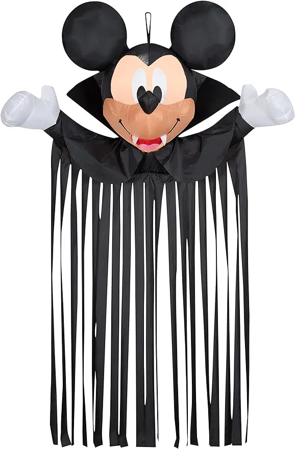 Gemmy Airblown Door Hanger Mickey Head w/Streamers, 6.5 ft Tall, Black