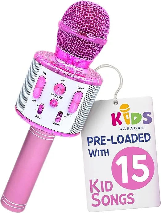 Move2Play, Kids Karaoke Microphone | Includes Bluetooth & Pre-Loaded Songs | Christmas & Birthday Gift | Toy for All Ages - 2, 3, 4, 5, 6+ Year Old Girls, Boys & Toddlers