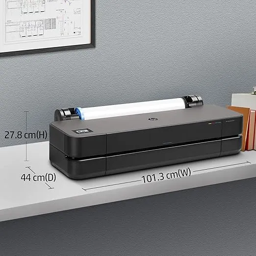 HP DesignJet T250 Large Format Compact Wireless Plotter Printer - 24", with Modern Office Design (5HB06A) (Renewed)