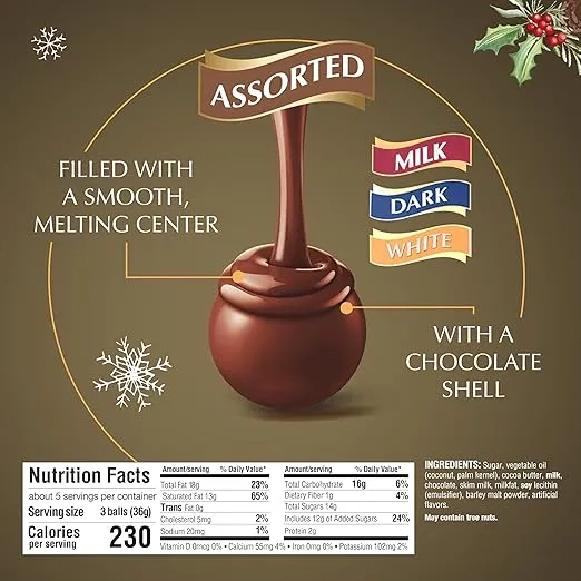 Lindt LINDOR Assorted Chocolate Candy Truffles Traditions Gift Box, Assorted Chocolate with Smooth, Melting Truffle Center, 6.8 oz.