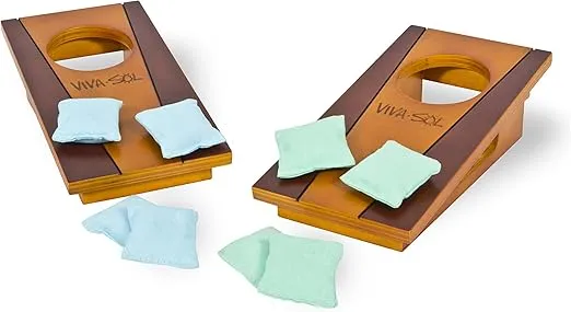 Miniature Version of Classic Bean Bag Toss Game Perfect for a Desk or Table , brown , 5" x 10" - VS5002